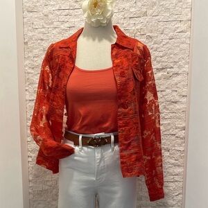 Peck & Peck Weekend Collection Jacket | Sheer Abstract Floral Print | Size M